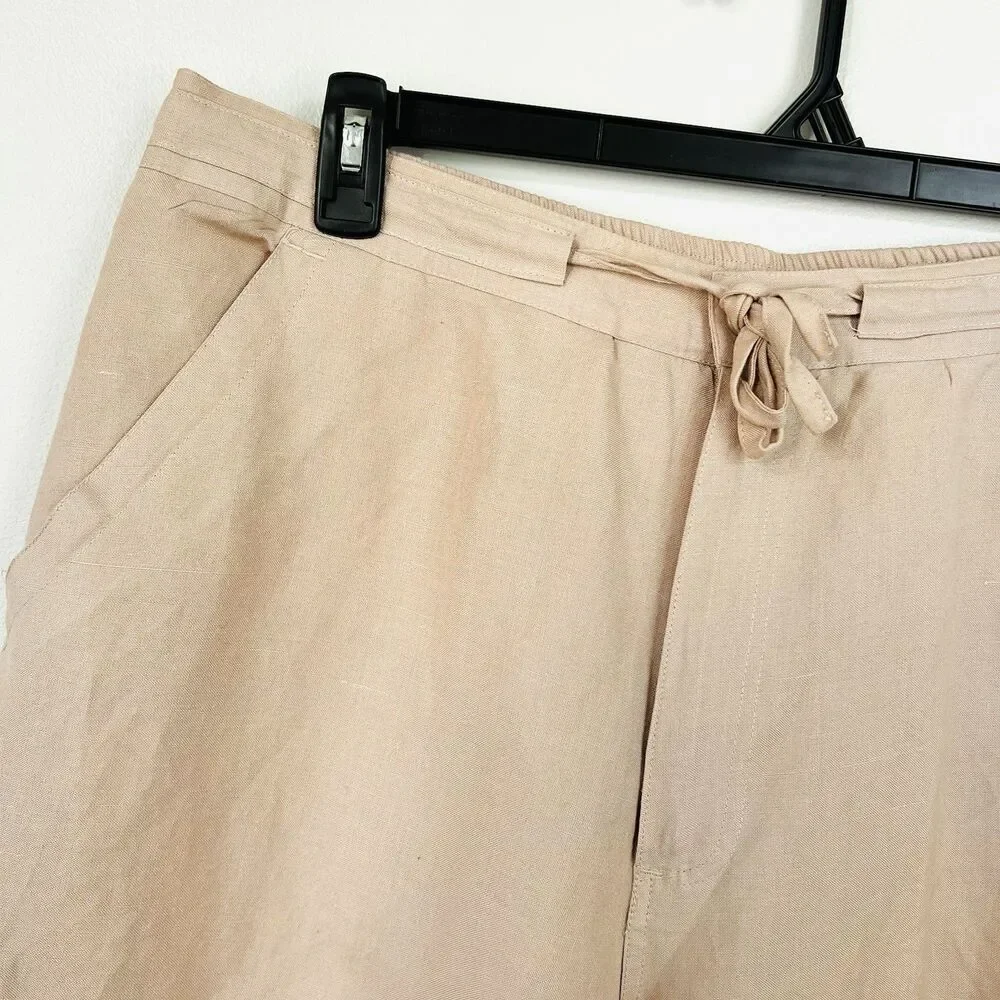 Mojito Collection Linen Blend Beige Pants 40x30 Drawstring Casual Resort Coastal
